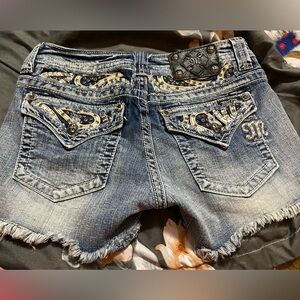 Miss Me Blue Frayed Jean Shorts